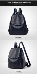 Women's Backpack Flap Soft Pu Leather Medium Fashionable Travel Shoulder Bag