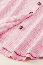 Waffle-Knit Women Shirt Collared Neck Long Sleeve Pocketed Single Breasted 18c094e0-4c8a-460c-a873-283b1d64f34b-Max Trendsi