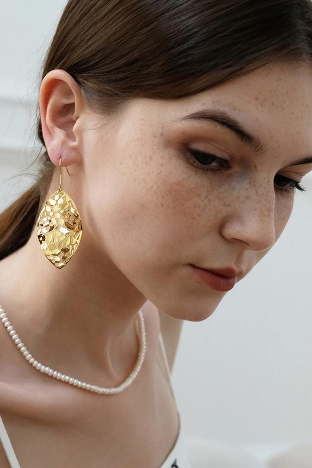 Dangle Earrings Brass Cutout Leaf Shape Big Gold-plated Women Jewelry