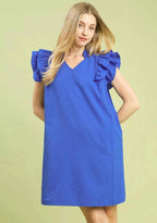 Umgee Shift Mini Dress Ocean Blue Seersucker Ruffle Short Sleeve OCEAN 18e15fcc-3e56-476b-b23f-9365ea1b3906-Max-Origin Trendsi