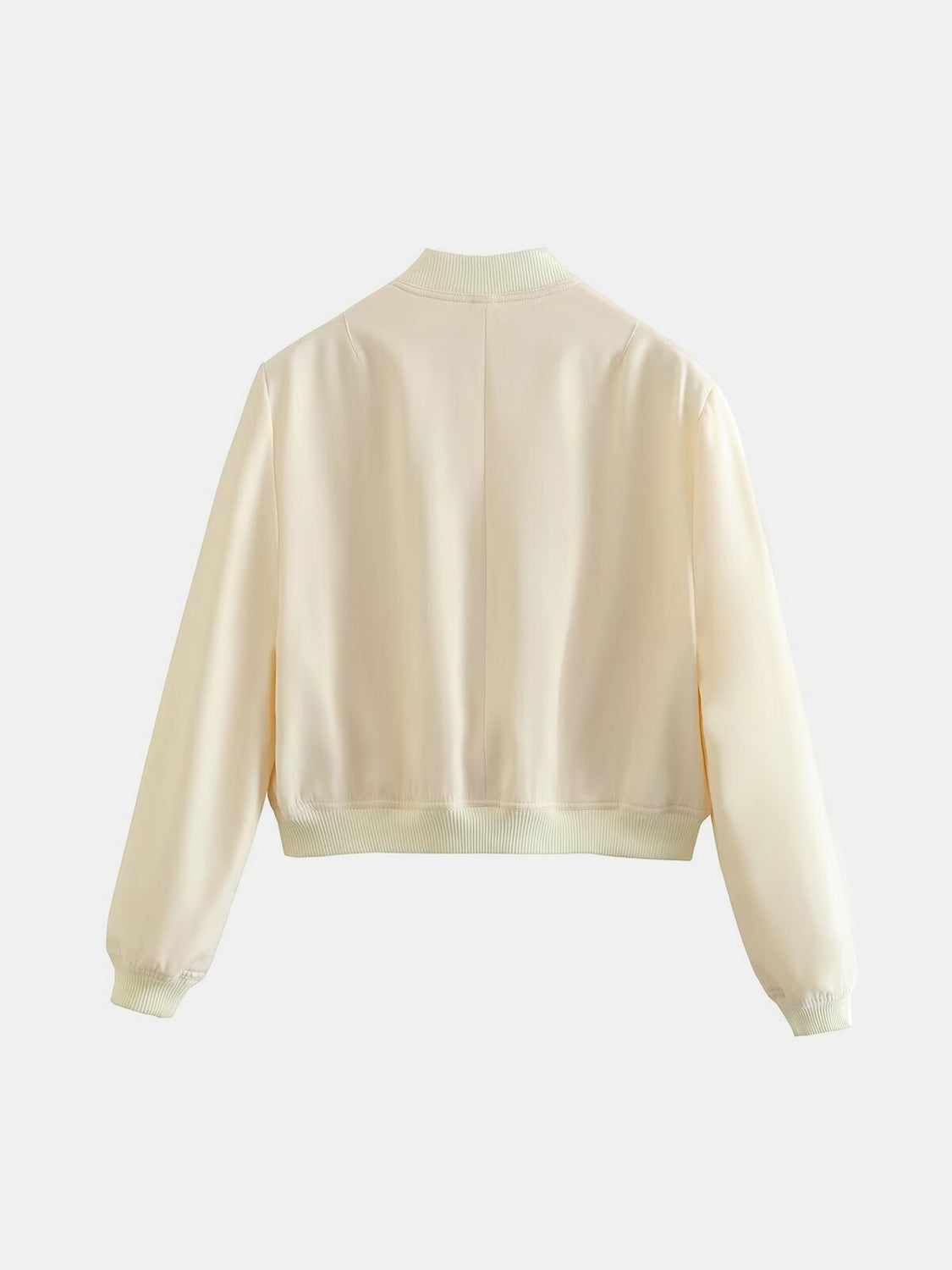 Women Baseball Cropped Jacket Pocketed Solid Snap Collared Long Sleeve 18e2368f-533c-418d-b632-9549b04f7656-Max Trendsi