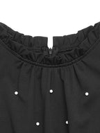 Black Jumpsuit Pearl Detail Ruffled Cap Sleeve Bow Tied Belted One-piece 18e6c0e8658446f29814f2a24d5ae46d-Max-Origin Trendsi