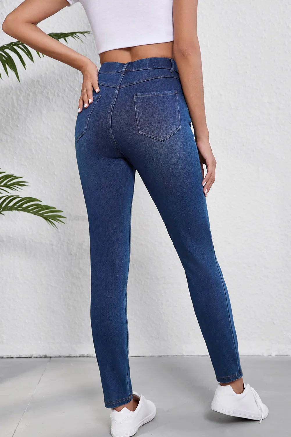 Skinny Jeans High Waist with Pockets Slim Denim Stretch Pants 18f88e14-a94e-4be2-aa77-7e290a019514-Max Trendsi