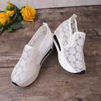 Floral Lace Breathable Slip-On Shoes Women Casual Lightweight Flats