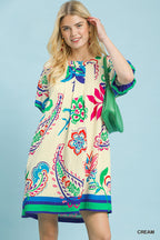 Umgee Vibrant Paisley Print Mini Dress