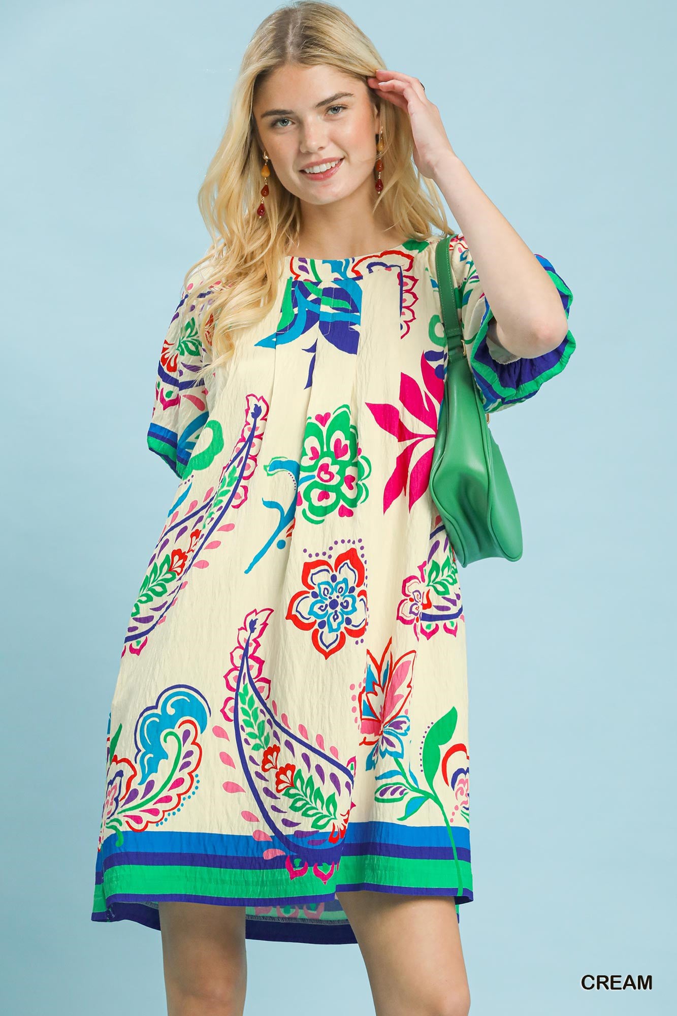 Umgee Vibrant Paisley Print Mini Dress