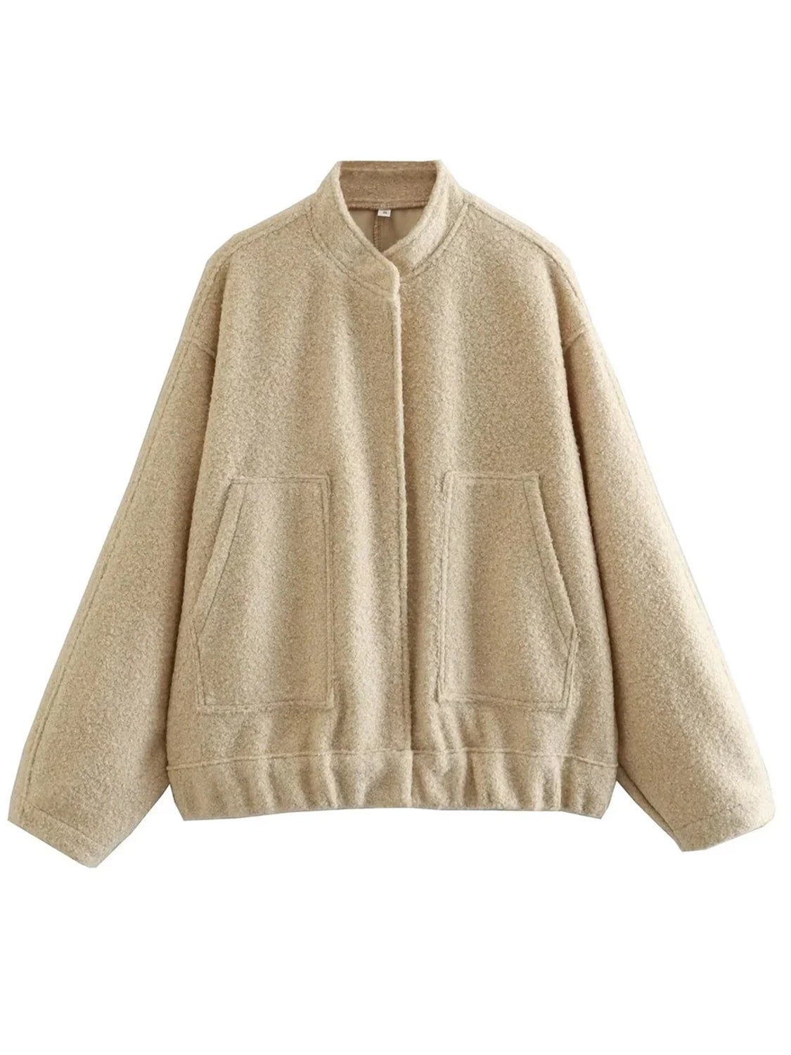 Women Jacket Snap Collared Long Sleeve Elastic Hem Oversized Pocketed 1927c2aa-be29-492c-b878-c1cac6a92d60-Max Trendsi