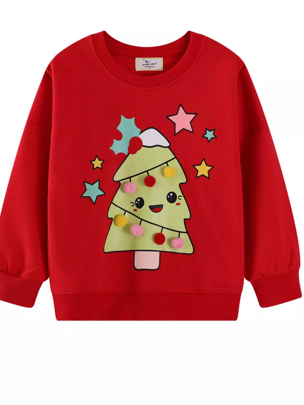 Children's Red Sweatshirt Christmas Tree Graphic Long Sleeve Pullover for Girls 192bdc50-2fa7-43a8-be1c-ccf3a45c3106-Max-Origin Trendsi