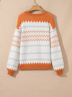 Women's Sweater Zigzag Geometric Knit Pattern Round Neck Pullover 1943110be29741fd9fddc37b1aaabefd-Max-Origin Trendsi