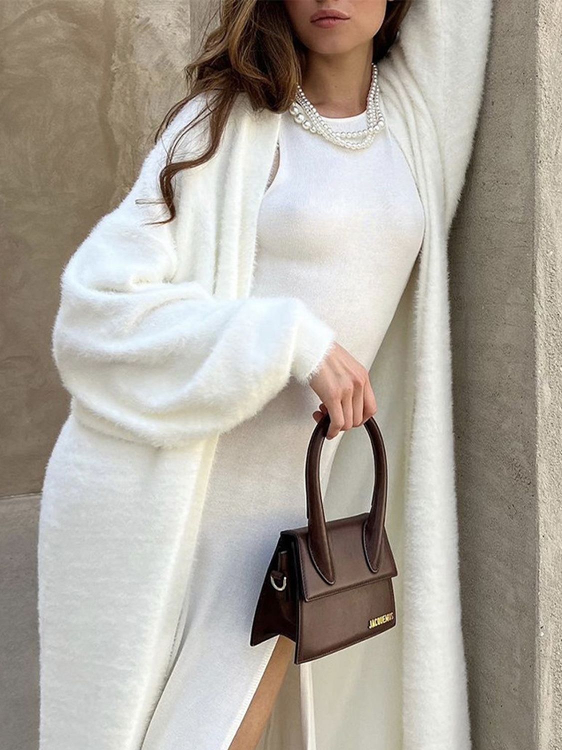 Midi Knit Dress Side Slit Round Neck Sleeveless Soft Acrylic Stretch Solid Style 19533b7a-d173-418d-8678-d8904d985357-Max Trendsi