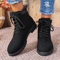 Women's Boots Suede Lace Up Block Low Heel Shoes Black 195d2057a0ee48bfabf62b4e7ff3b533-Max-Origin Trendsi
