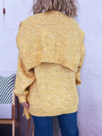 Women's Sweater with Shawl Knit Ribbed Ribbed Hem V-Neck Long Sleeve 1960106c77504c0b86bcbcfd959a3213-Max-Origin Trendsi