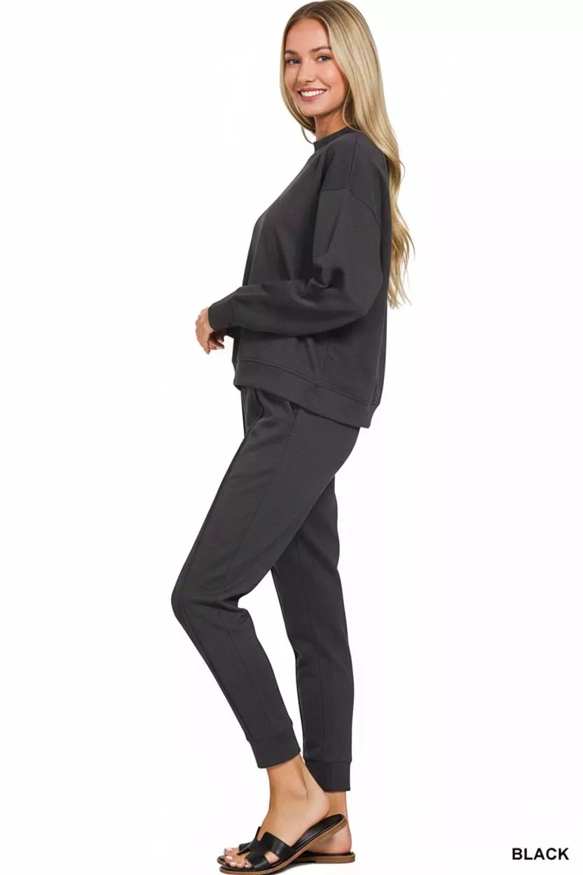 Zenana Womens Joggers Set Black Scuba Mock Neck Sweatshirt and Pants 1961f812-5596-4abd-954b-e26abb21b886-Max-Origin Trendsi