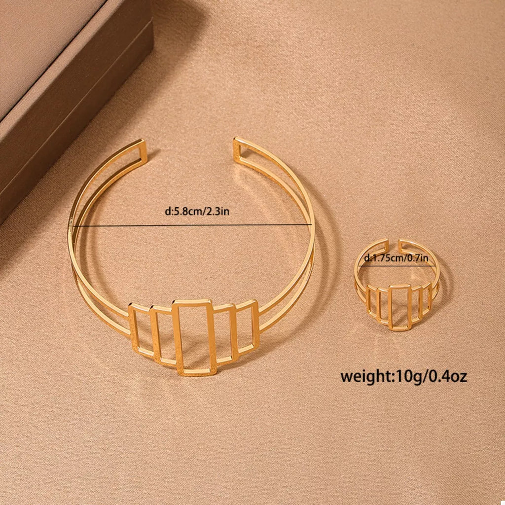 Open Bracelet and Ring Jewelry Set 18K Gold-Plated Gold 2 Pcs 199859f1-481e-40b6-8675-60c32c576fc7-Max-Origin Trendsi