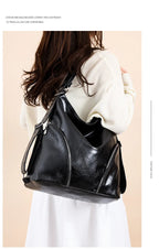 Women's Casual Tote Handbags Pu Leather Zipper Outer Pockets Backpack Crossbody