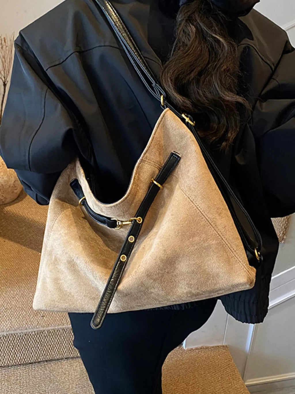 Womens Suede Tote Bag Large Handbag 19a50008-d162-41b5-a03a-16d046505bd4-Max-Origin Trendsi