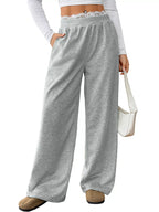 Women's Joggers Gray Wide Leg Lace Waistband Detail Casual Pants 19ab9332e3094a4ca8f8bb535f70e119-Max-Origin Trendsi