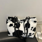 Furry Tote Handbag Large Cow Print Women Zipper Shoulder Bags 19cb9573-f66c-4ca0-953a-fd06acdacf06-Max Trendsi