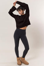 HYFVE Basic Sweater Black Oversized Women Round Neck Ribbed Long Sleeve 19cd0b00-179f-4fc7-8699-a334f129a959-Max Trendsi