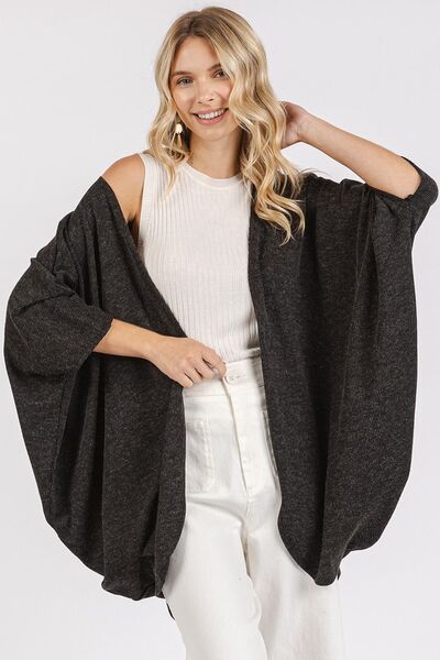 Mittoshop Cardigan Open Front Batwing 3/4 Sleeve Black 19d4422f-89d3-41db-94f5-dd3031de55b0-Min Trendsi