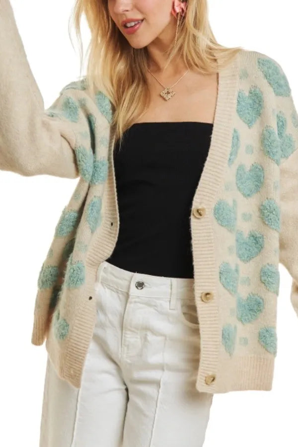 ADORA Button Down Heart Sweater Cardigan