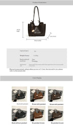 Women's Shoulder Bag Large Pu Leather Black Stylish Multifunction Handbag