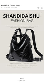 Women's Casual Tote Handbags Pu Leather Zipper Outer Pockets Backpack Crossbody