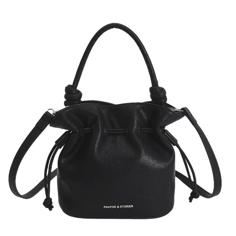 Drawstring Bucket Women's Mini Casual Fashion Crossbody Bag Pu Leather
