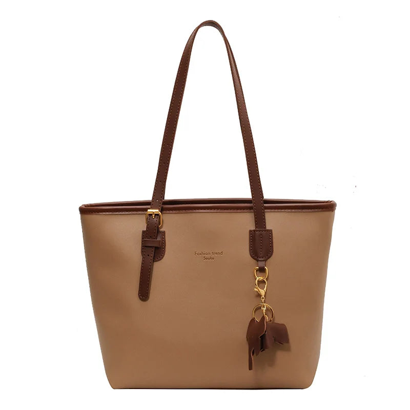 Women's Tote Bag Large PU Leather Retro Crossbody Bag Stylish Zip Handbag