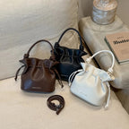 Drawstring Bucket Women's Mini Casual Fashion Crossbody Bag Pu Leather
