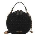 Women's Round Quilted Chain Crossbody Bag Mini Zipper Fashionable Purse