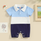 Newborn 0-18 Baby Jumpsuit Casual Color Blocking Shirt Cotton Comfortable For Boys