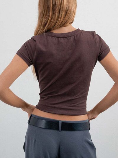 Women's T-Shirts Classic Round Neck Short Sleeve Printed Top Tees 1a0aadb5-e5f3-4b89-873f-f6fa7c0f7f99-Min Trendsi