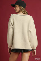 Umgee Floral Jacquard Sweater Cream Knit Applique Oversized Pullover 1a13b5b7-90b5-4410-8c69-e6e6b26d29d0-Max-Origin Trendsi