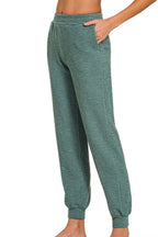 Zenana Jogger Cotton Pants Slub Ash Jade Elastic Waist Pocketed 1a356fec-641b-44c4-9823-b3b3db38baaf-Max-Origin Trendsi