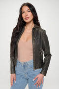 Coalition LA Jacket Vegan Leather Zip Up Hooded Long Sleeve Outwear Brown 1a3a2797-c8ab-438f-aed5-108df3844627-Max Trendsi