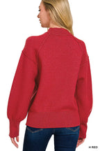 Zenana Viscose Sweater Red Mock Neck Exposed Seam Pullover 1a41f7e9-dd08-4fae-9a6b-c8b9640b63fa-Max-Origin Trendsi