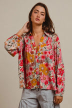 BiBi Women's Shirt Rose Floral Printed Smocked Long Sleeve Top 1a6d3578dc354fc3af0a298f483af7ee-Max-Origin Trendsi