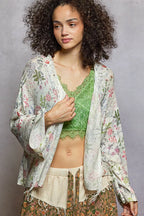 POL Floral Cardigan Womens Ivory Open Front with Center Open Fringe IVORY FLORAL 1a744d27-ba21-4070-8296-78b522bd4f3b-Max-Origin Trendsi