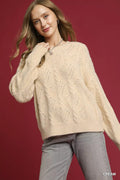 Umgee Sweater Pearl-Embellished Cream Wpemns' Long Sleeve Pullover Cream 1a87fe37-f57f-4978-8f8a-bf606cb79a54-Max-Origin Trendsi