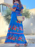 Floral Maxi Dress Off Shoulder Ruffle Belted High Waisted Ruched 1a96f661-51cd-4b81-ad91-9b27a96033f3-Max-Origin Trendsi