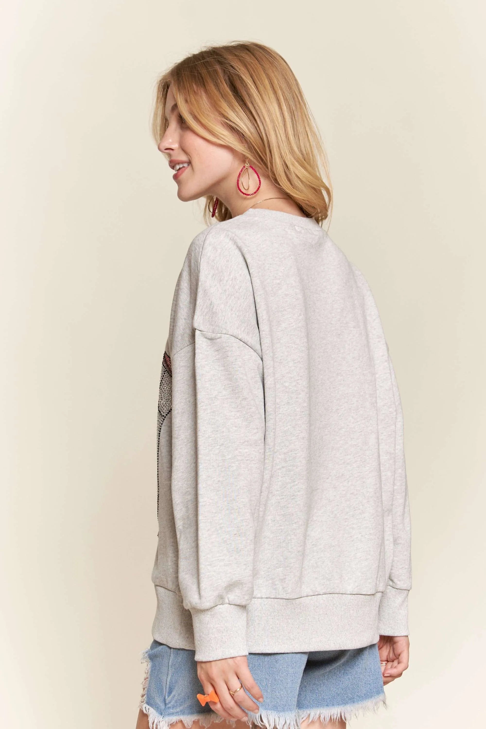 ADORA Sweatshirt Rhinestone Star Boots Accent Casual Long Sleeve Top 1ab10b42f621466e9e193175ac9f9d94-Max-Origin Trendsi