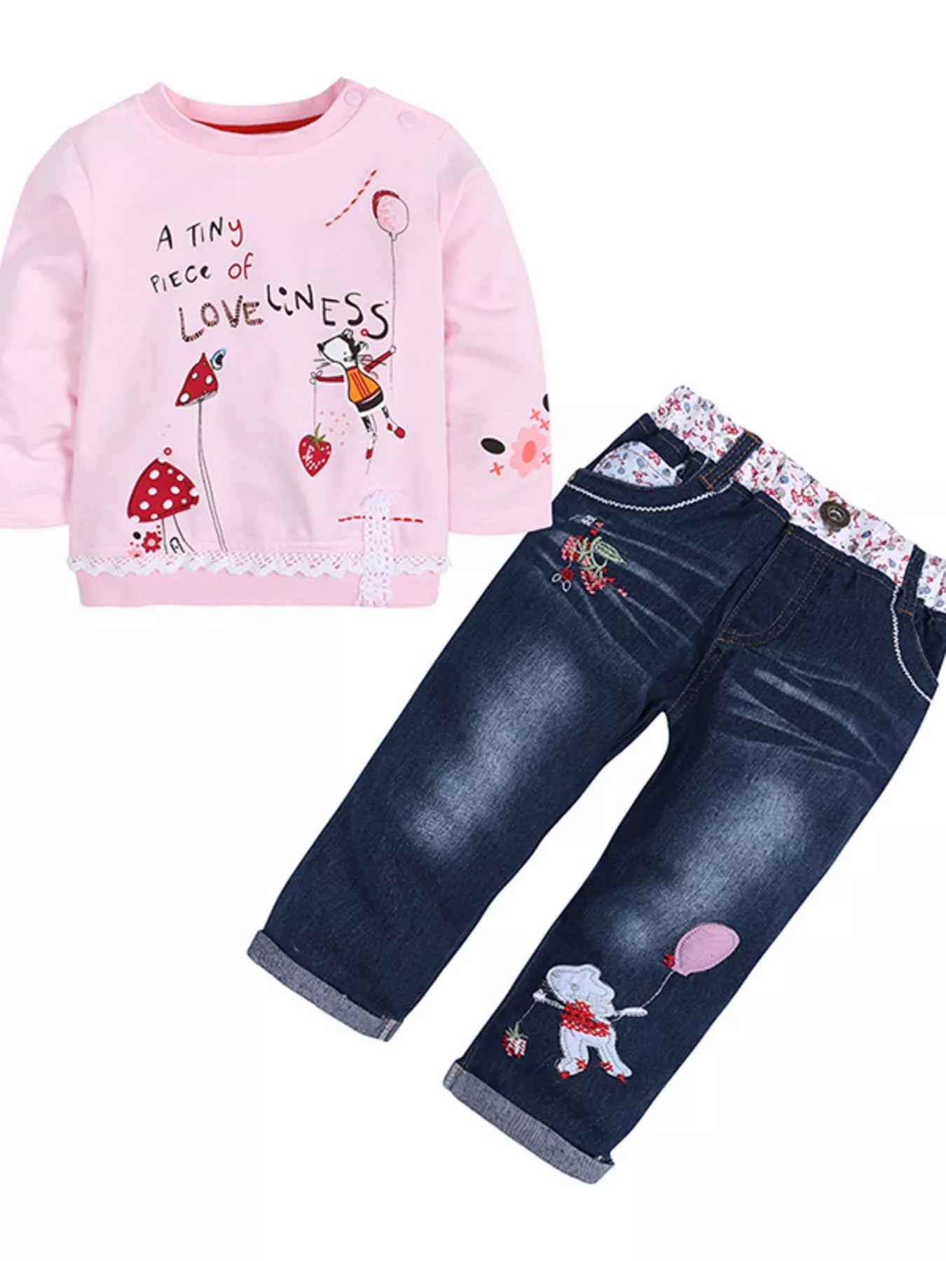 Girl's Outfit Set Long Sleeve Round Neck Top and Jeans for Children 1ac9c4c2e9694deea9292c8b6dc207cd-Max-Origin Trendsi