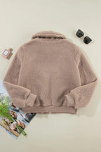 Plush Jacket Zip Up Long Sleeve Coat Outwear 1adf9679-9b21-486b-ae7c-def46f317b80-Max Trendsi