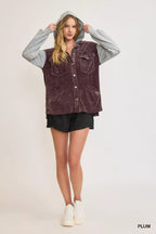 Umgee Womens Hooded Chenille Jacket Plum Gray Contrast Long Sleeves 1adfbc90-9df1-4182-b0c5-7247c52f267f-Max-Origin Trendsi
