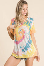 BiBi Tie Dye Print Short Sleeve T-Shirt with Raglan Sleeves 1b13fababdae47fca9b8f75ddeb7fe09-Max-Origin Trendsi