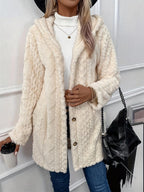 Fuzzy Hooded Coat Button Down Cable Knit Long Sleeve Outwear Cream 1b248dde-06e7-4898-a535-fdcf296f3c08-Max Trendsi