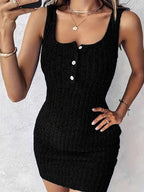 Women's Sweater Set Ribbed Knit Tank Dress Button Front and Cardigan 1b2a4be60570427c98791188ce990095-Max-Origin Trendsi