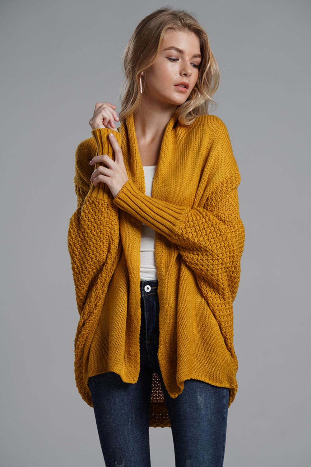 Knit Cardigan Oversized Batwing Long Sleeve Open for Women