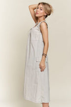 ADORA Cargo Dress Drawstring Round Neck Slit Back Pocketed Light Gray 1b3b476c-59e8-404f-800f-579f04417e5a-Min Trendsi